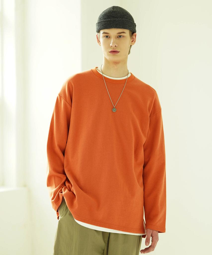 FP142 Double Cotton Plain Long Sleeve T-Shirt 12 Types Dark Orange Jhlt1273