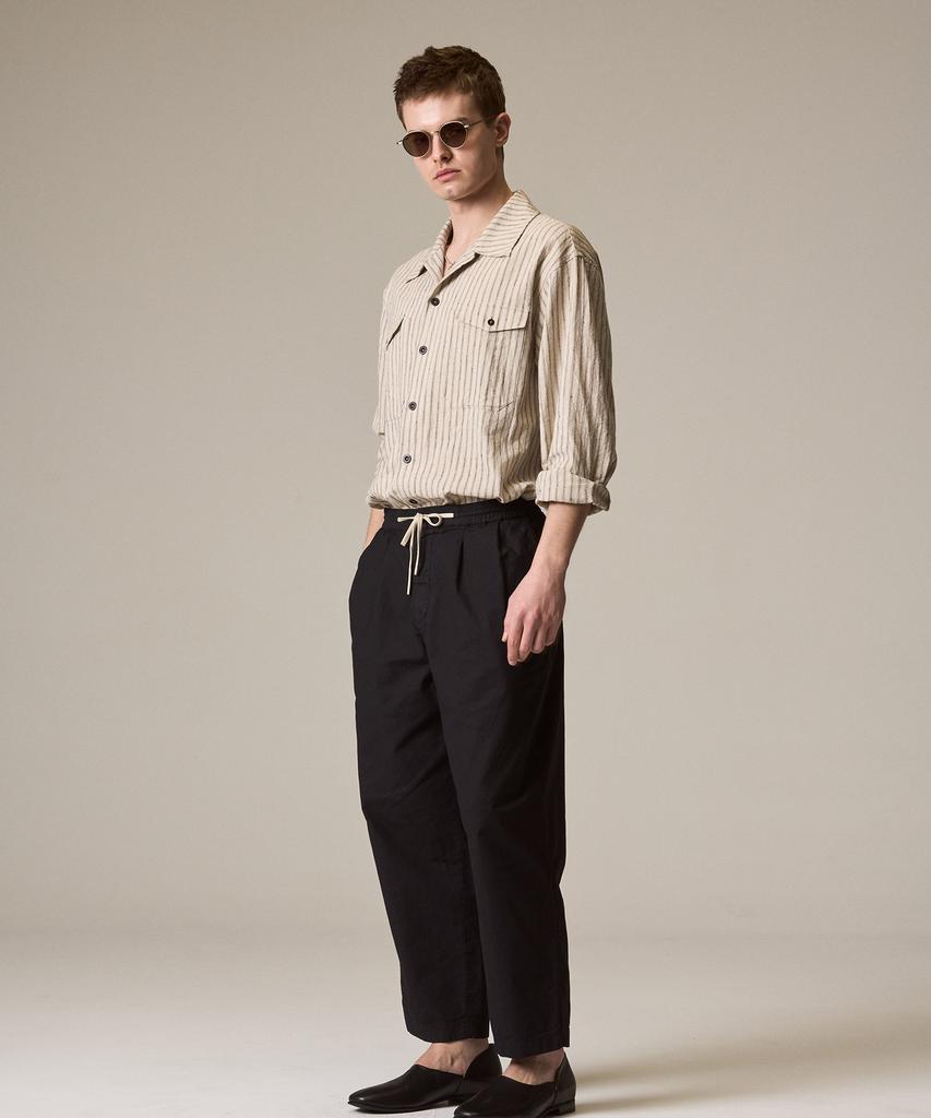 Laijeuaenbillou Garment-Dyed 330 Oxford Two-Pleated Easy Pants Washed Black