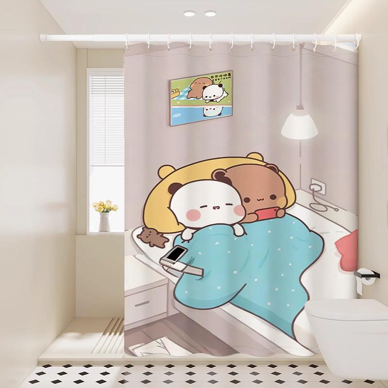 Cute Shower Curtain Thickened Waterproof Bathroom Bathroom Bathroom Bath Shower Dry And Wet Separation Hanging Curtain