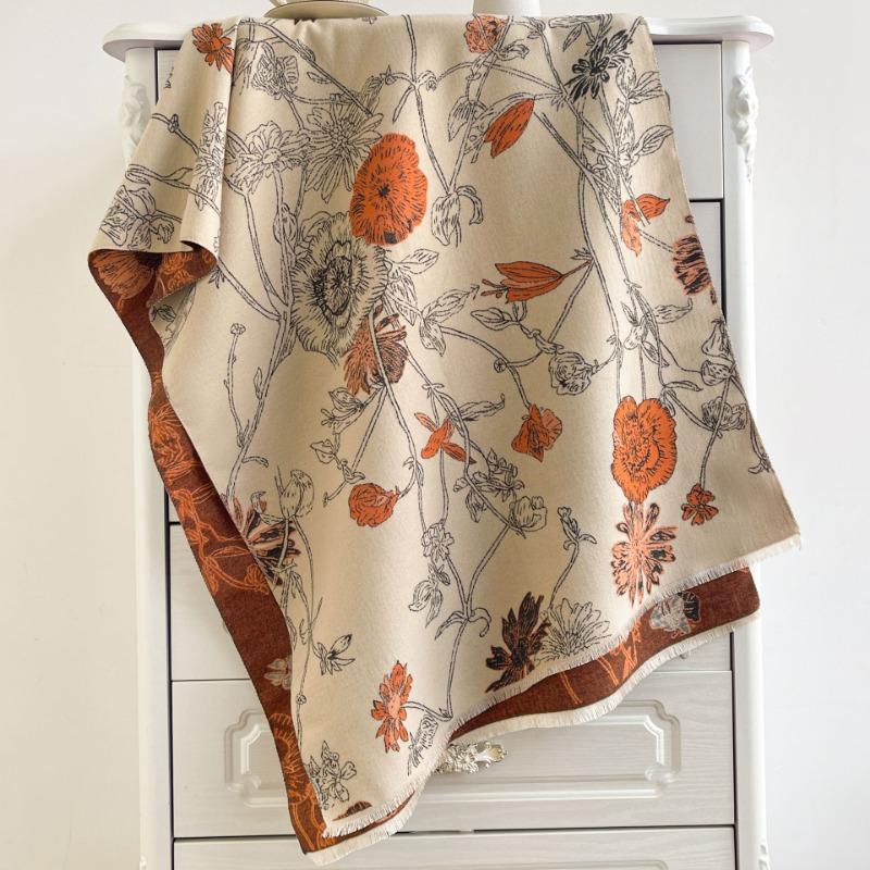 

Шарф женский зимний утолщенный теплый отправить маме пожилым людям все сочетается имитация кашемира двухсторонний платок накидка на улицу 70-180CM тёмно-рыжий