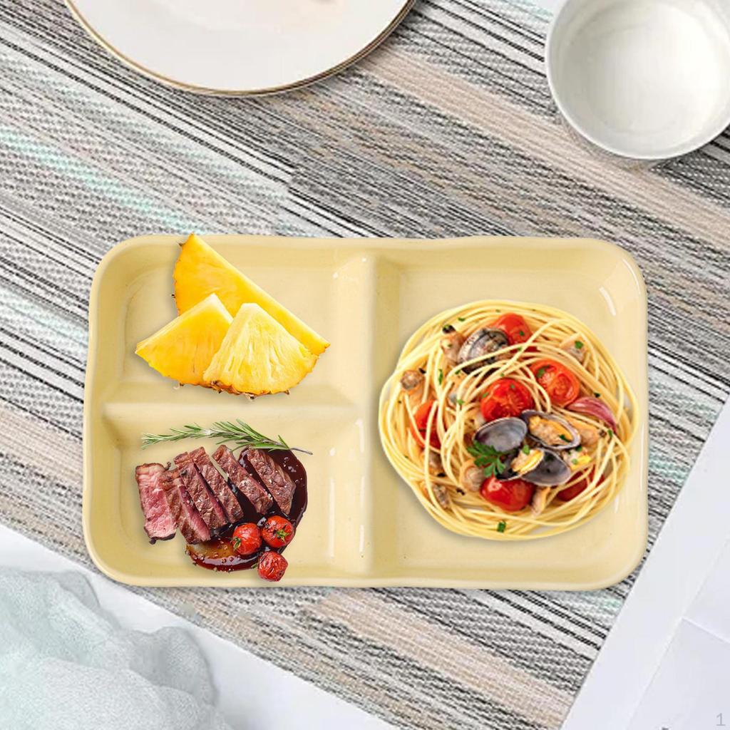 Adult Divided Plate, Serving Tray, Non-Slip Snack Housewarming Gift, Ceramic Tray for