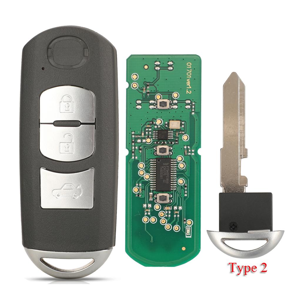 jingyuqin 2/3 Buttons Smart Key Fob 433Mhz ID49 For MAZDA CX-3 Axela CX-5 Atenza Model SKE13E-01 SKE13E-02 Car Remote Control