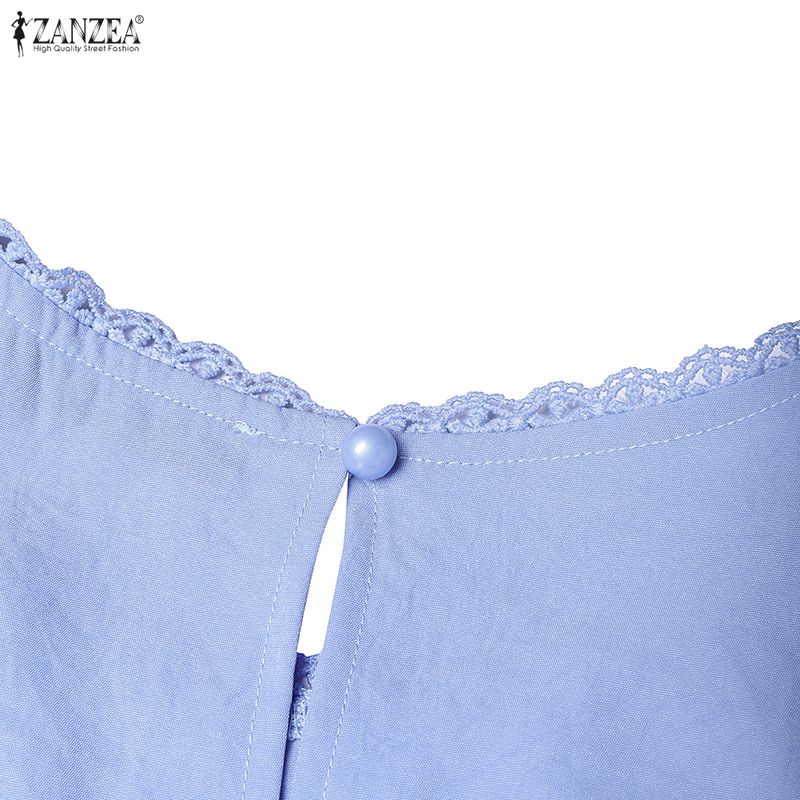 ZANZEA Women Casual Round Neck Summer Short Sleeve Dress