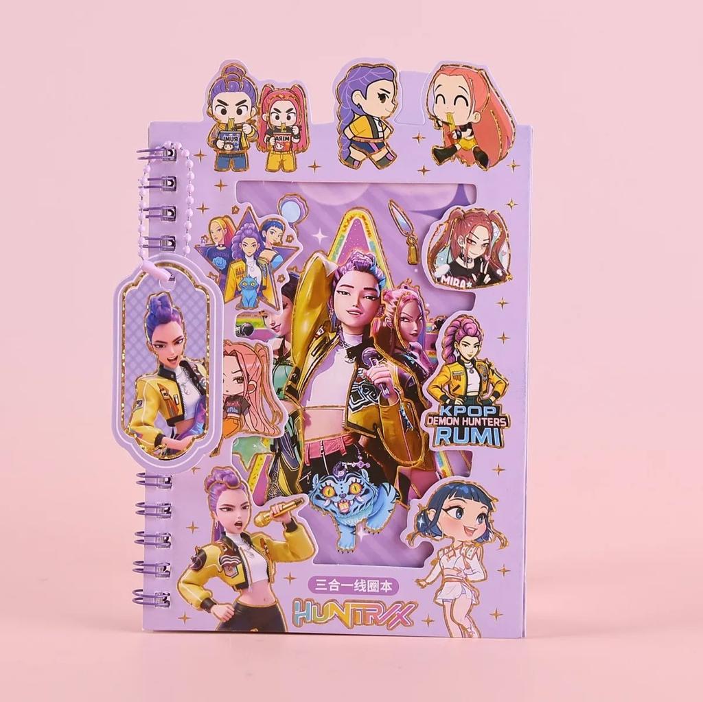 K-POP Demon Hunters 3-in-1 Coil Notebook Stickers DIY Journal Material Phone Case Decor Stickers Stationery Gift for Fans