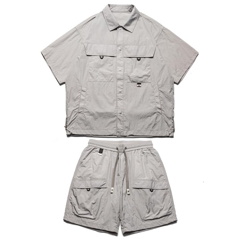 

Fashion Summer Shorts Sets Man Breathable Thin Short Sleeve Jacket Vintage Clothes Men s 2 Pieces Set L чорний
