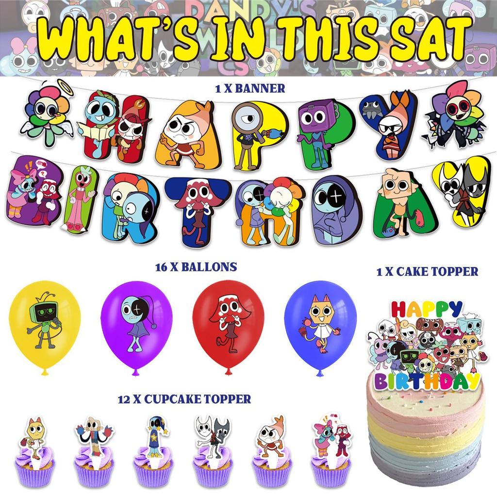 Dandy's World-Themed Birthday Party Decorations: Balloons, Party Banners, Backdrops, and Party Decorations