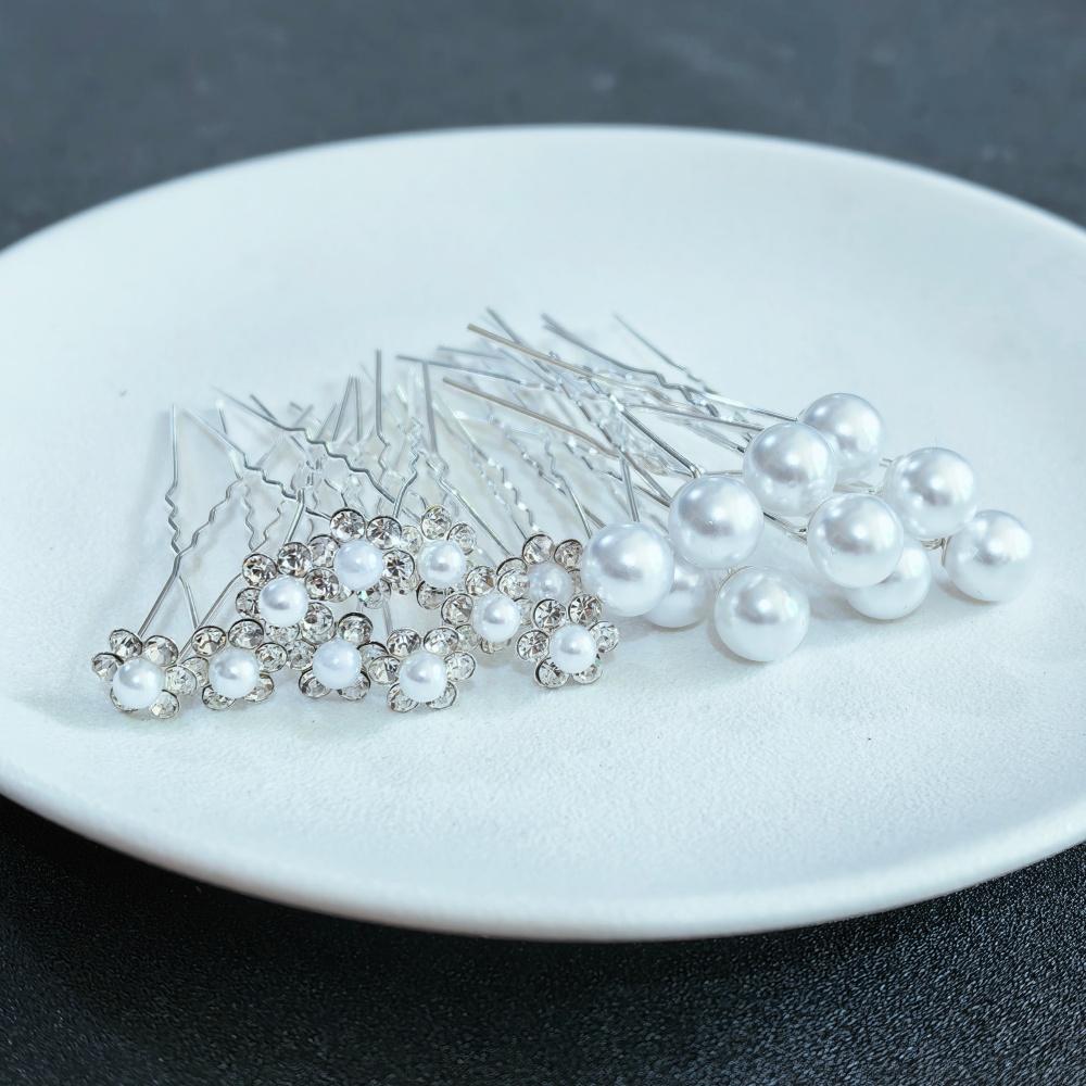 10pcs Rose Flower Bridal Hairpins Luxury Crystal Hair Clip Pins Wedding Bride Hair Styling Tools Women Prom Hair Accessories