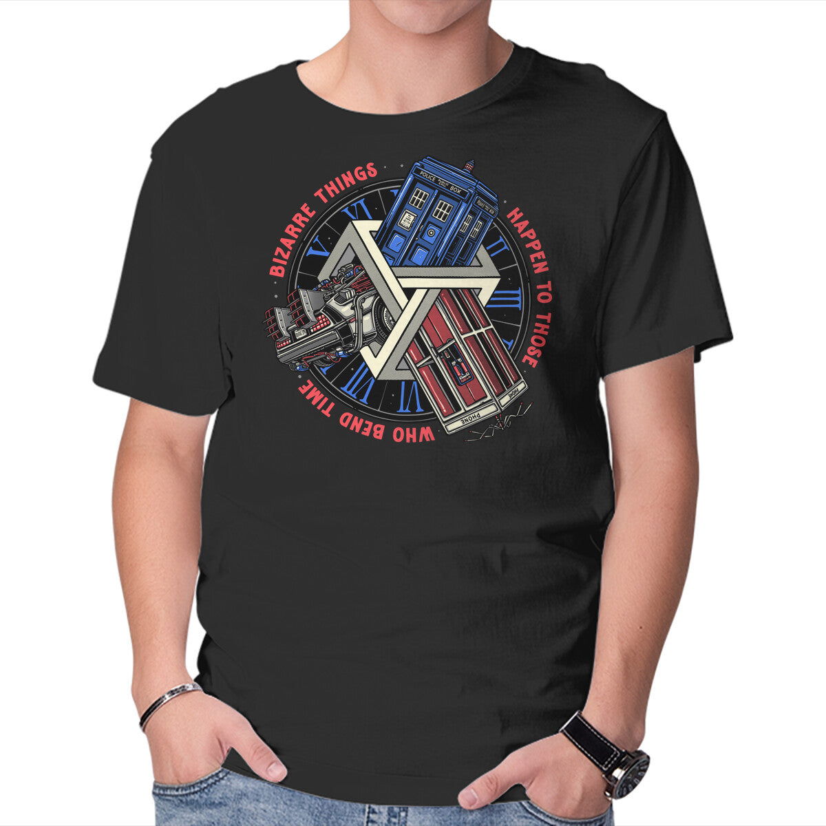 Unisex Crew Neck T-Shirt Time Benders Graphic Short Sleeve Casual Tee M