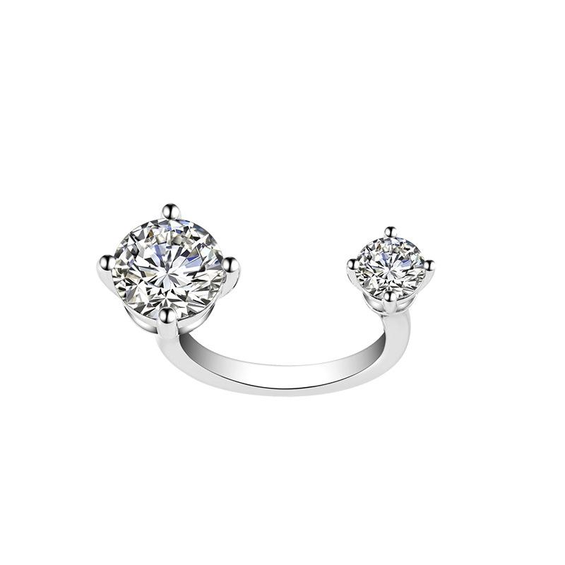 Cold Wind Diamond-Set Zircon Asymmetric Niche Design Feeling Opening High-End Feeling Ring Female Index Finger Ring