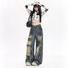 Comfortable Street Broken Holes Jeans Women Autumn Retro Loose Casual Washed Straight Wide Leg Pants Street Style Drag Floor Trousers Long Denim Pants