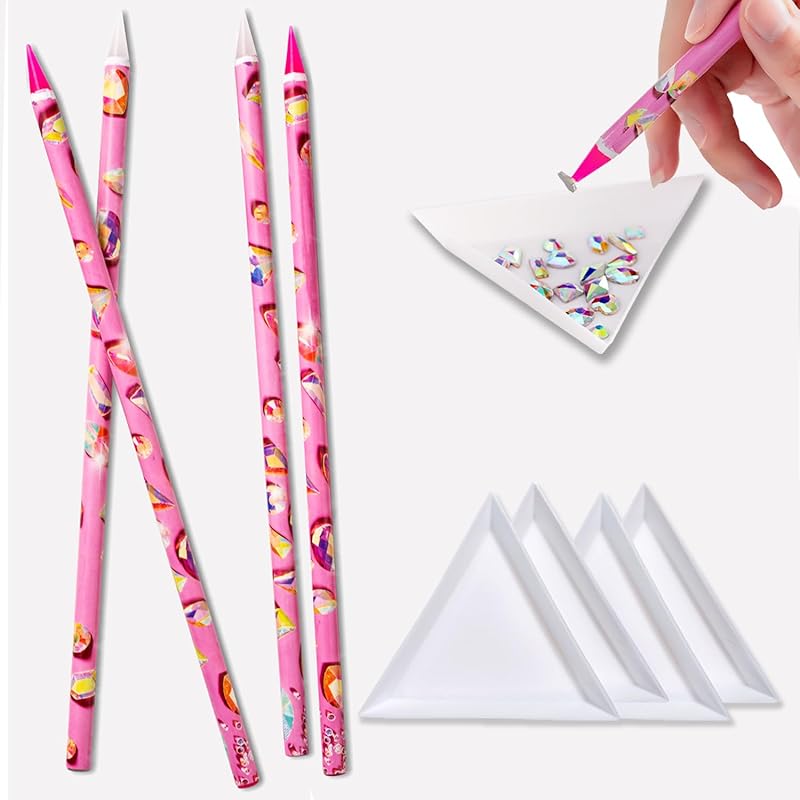 

17Pcs Rhinestone Picker Tool Kit, Self-Adhesive Wax Pencil for Rhinestones and Diamond Painting, Jewel Picker Tool Dotting Tools for Nail Art, Little 8pcs