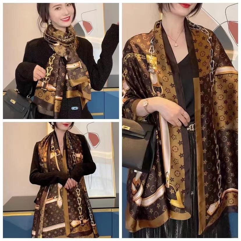 

Весна/лето Новый женский шелковый шарф 90 * 180 см Имитация шелкового твила квадратный шарф Модный принт большой квадратный шарф профессиональный шарф 180*90cm