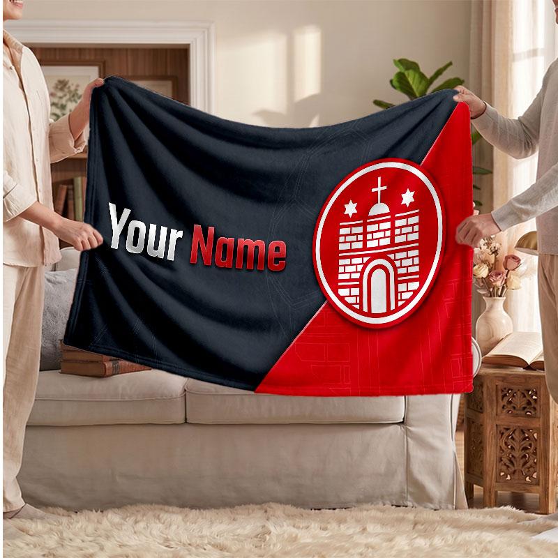 FC St. Pauli Personalized Fleece Blanket With Football Logo, Custom Name Text Soft Warm Home Throw Blanket