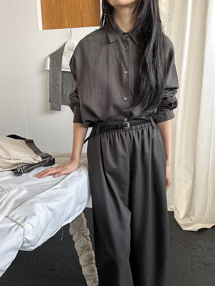 

Shi Jian Women s Spring 2026 Tencel Linen Cotton Breathable Shirt - Comfortable, Healing Style 60117 One Size темно-серого