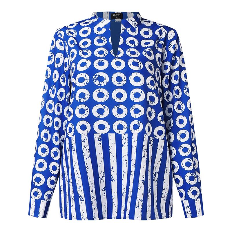 Damen-Sets in Übergröße, V-Ausschnitt, langärmlig, bedruckt, Oberteil und gerade Hose