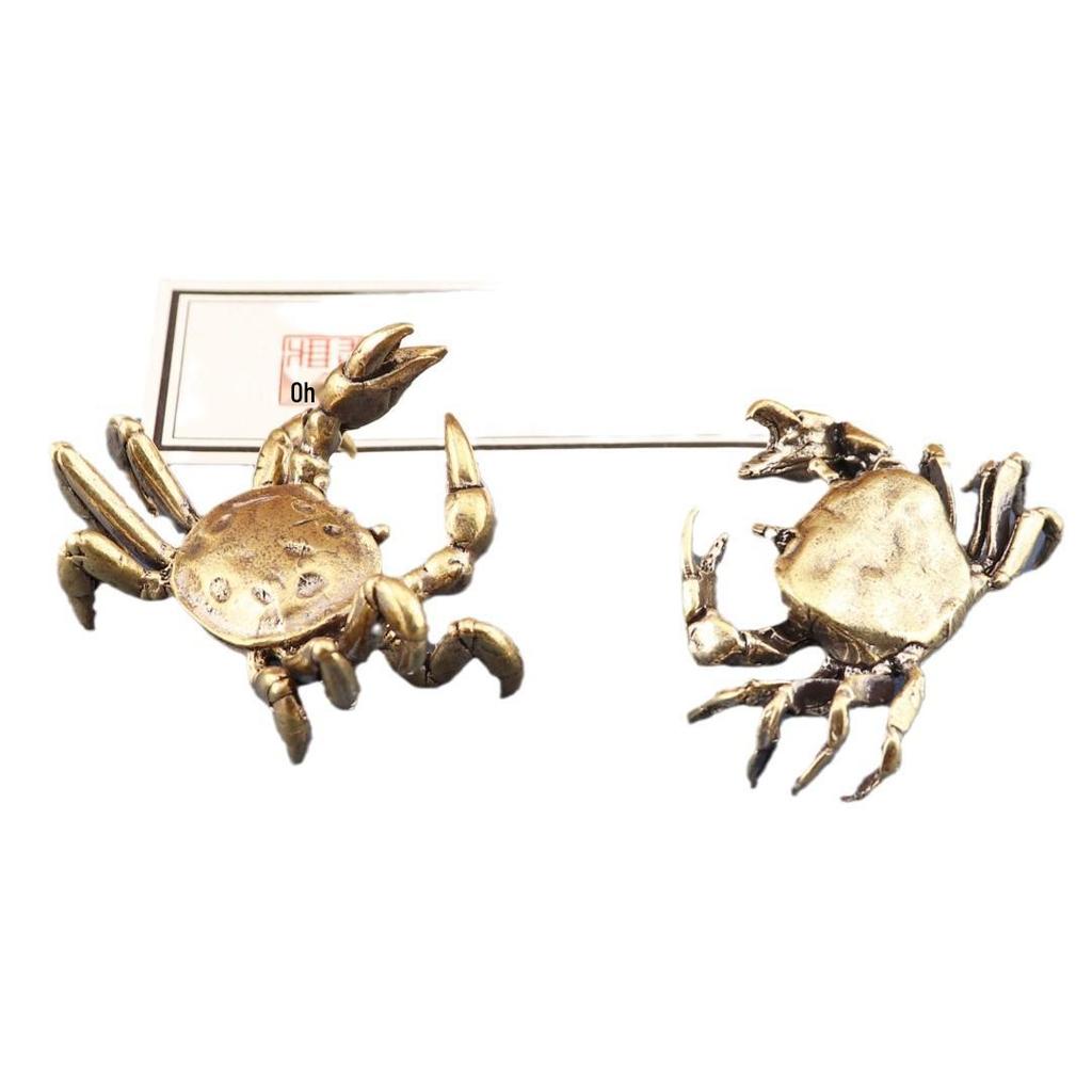 Pevný mosazný držák na pero ve tvaru kraba a ozdoba čajového mazlíčka