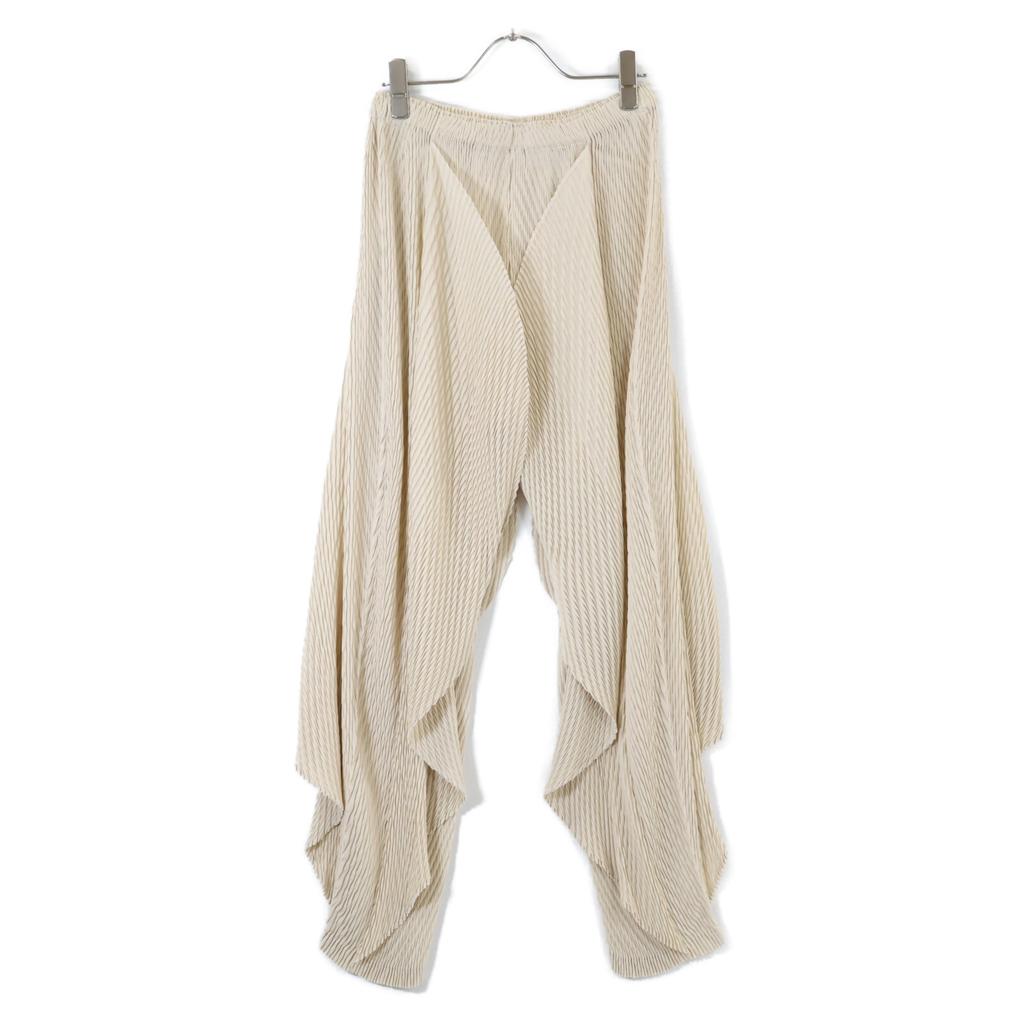ISSEY MIYAKE Ivory IM43FF146 ORBICULAR PLEATS Pants Bottoms 2 IvoryUsed