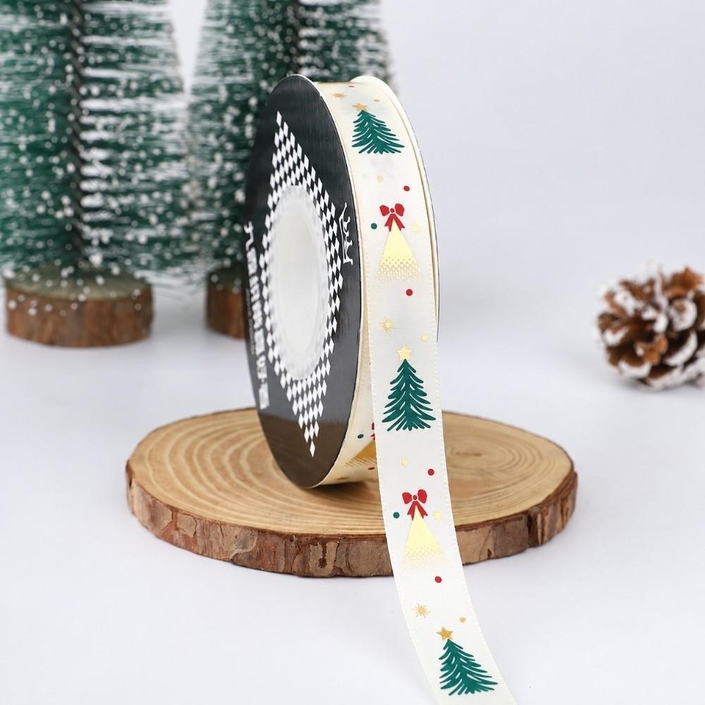 New 11m Christmas Ribbon Metallic Foil Print Christmas Theme Holiday Ribbon Satin Christmas Gifts Wrapping Ribbon Gift Wrapping