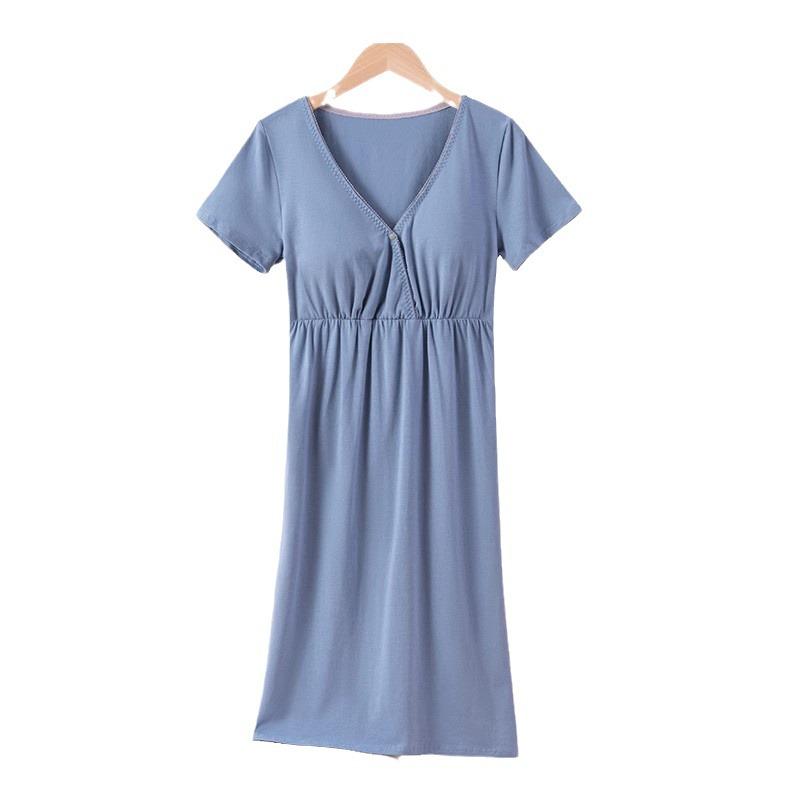 Plus Size Cotton Maternity Nightgown - Thin, Casual, and Nursing-Friendly