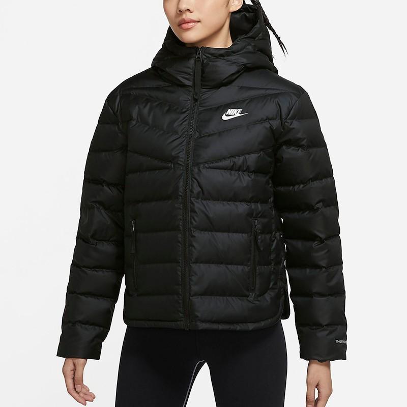Nike Sports Casual Warm Hooded Down Jacket Winter Women Jacket Black DH4074-010