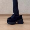 Women Chunky Loafers Retro Elegant Suede Round Toe Platform High Heel Shoes Fashion Versatile Slip on Soft Pumps Mujer Zapatos
