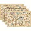 Retro Floral Placemats Retro Botanic Non Slip Table Decor Beige Linen Texture Weekend Brunch Farmhouse Indoor Dining Table Gift
