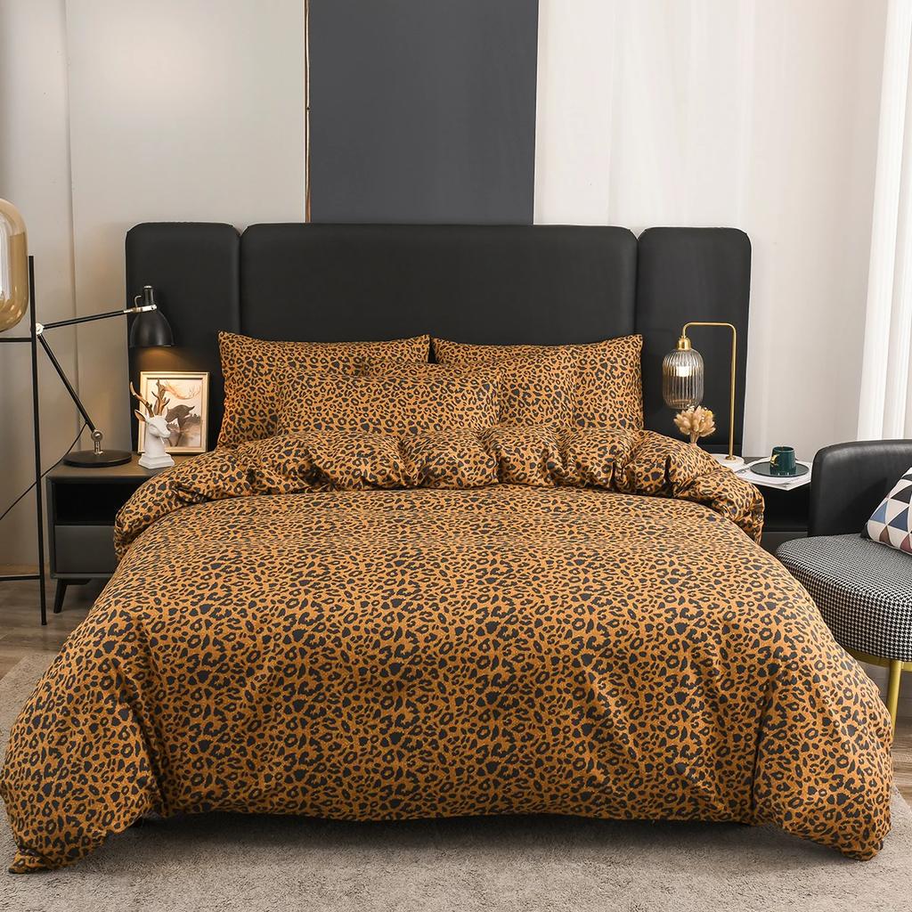 Leopard Print Duvet Cover Set Reversible Bedding Set Wild Animal Cheetah Skin Fur Print Comforter Cover Luxury Quilt Cover King