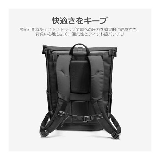 [tomtoc] Roll Top Rucksack Town Backpack 25-30L Large Capacity Expandable Deep Pack Casual Water Repellent Finish Outdoor Walking Around Town