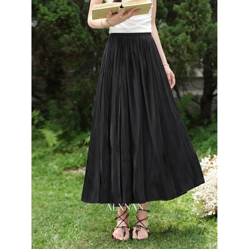 Women s Premium Black A-Line Midi Skirt M