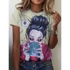 Women's round Neck Short Sleeve T-shirt Animal Print 3D Printing Street Style Loose Fit Summer Casual Wear Polyester Material