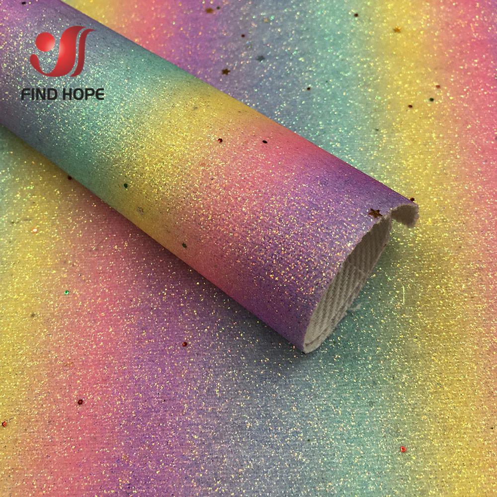 A4 Vegan Leather Sheet Sparkle Rainbow PU Fabric for DIY Phone Case Handmade Earring Bows Hair Clip Kit Miniature Craft Supplies