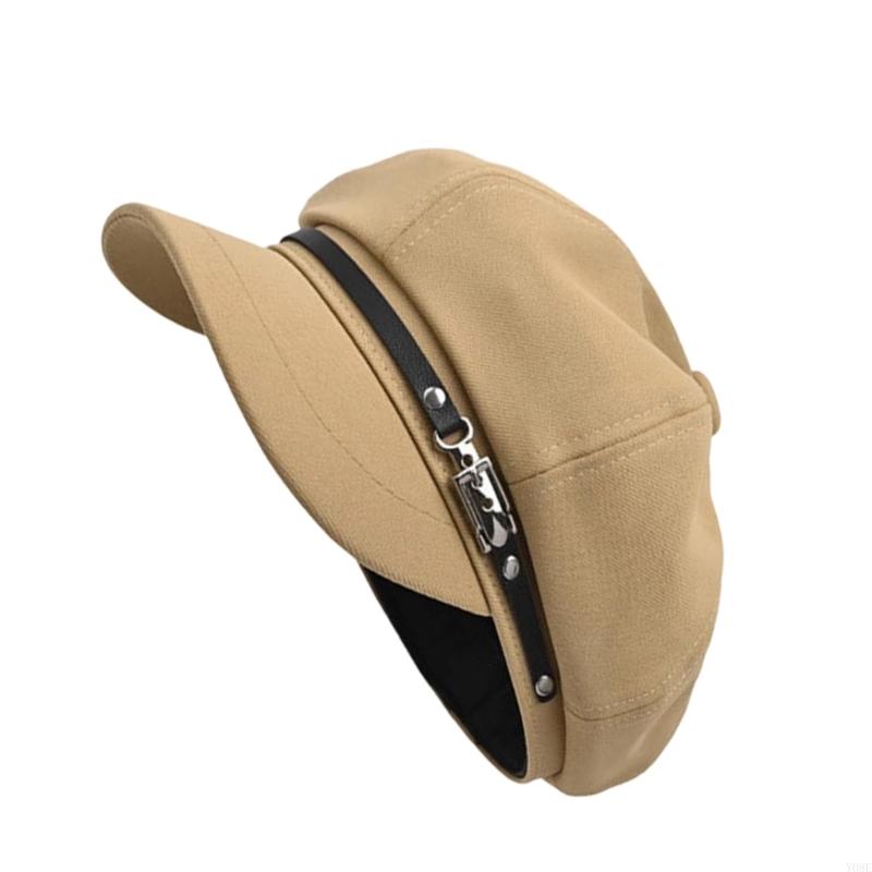 Punk Harajuku Decorative Charm Painter Hat French Cabbie Hat for Autumn Winter Fashion Hat for Daily Wear Y08E