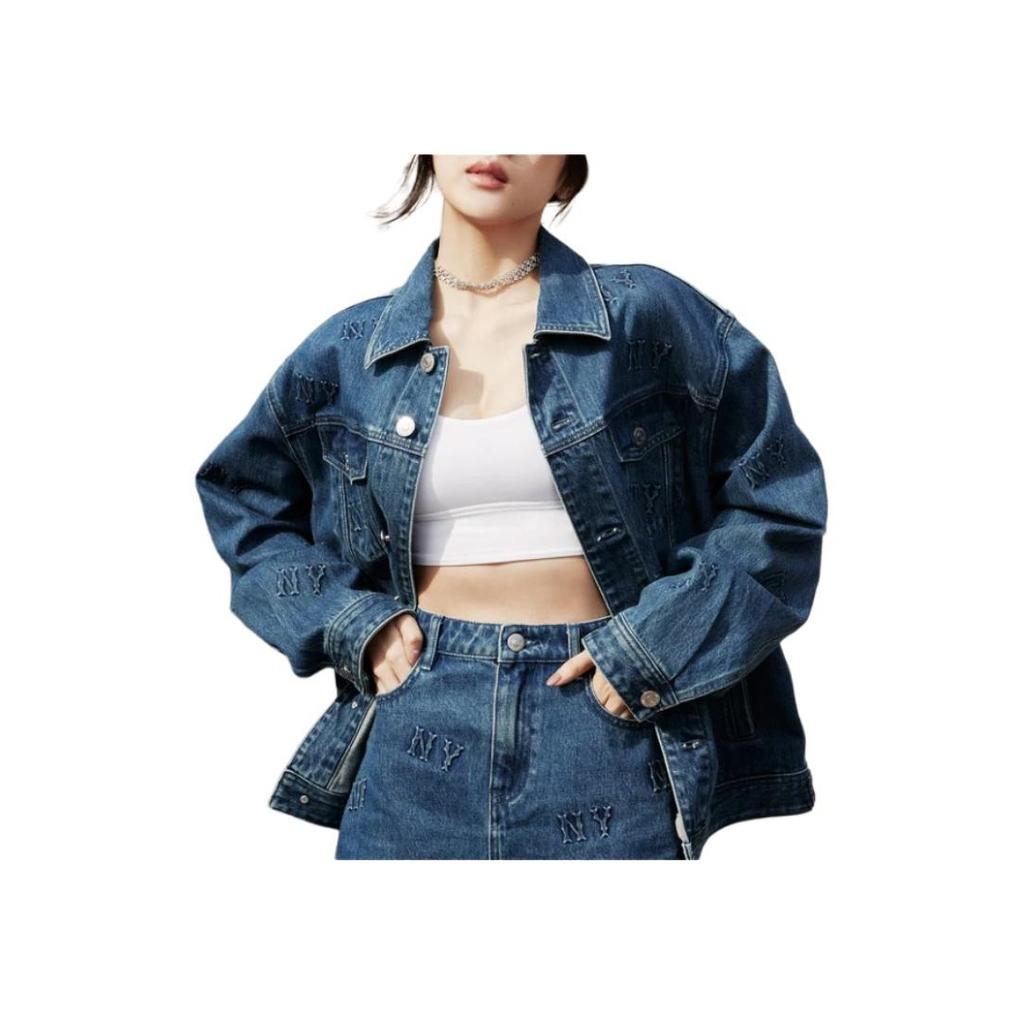 New MLB New York Yankees Denim Jacket Unisex Blue 3ADKM0341-50INS