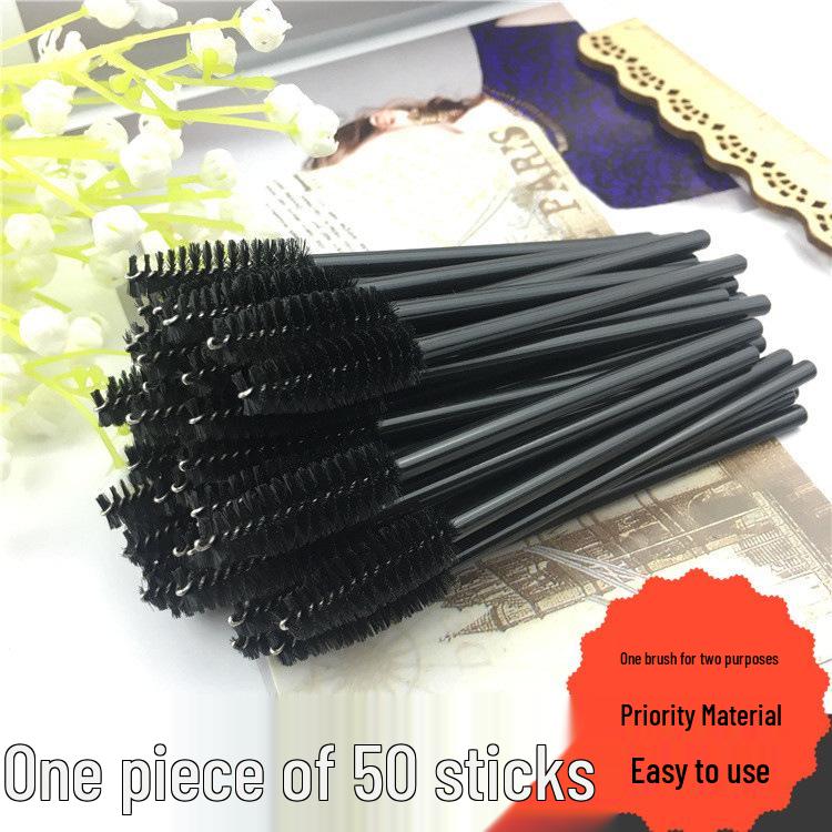 50er-Pack Spiral-Wimpern- und Augenbrauenbürsten: Schwarze Plastik-Make-up-Werkzeuge zum Graften.