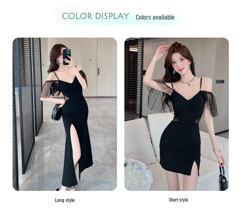 Women's Sexy Black Evening Dress - Elegant, Slim-Fit Summer Banquet Fashion