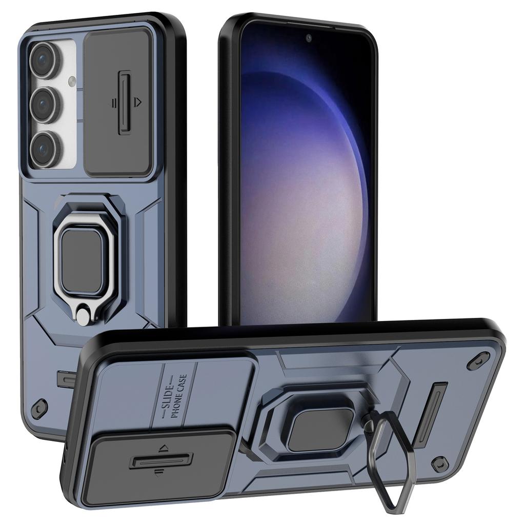 For Samsung Galaxy S24 FE Case Ring Kickstand PC+TPU Phone Cover Slide Camera Protection
