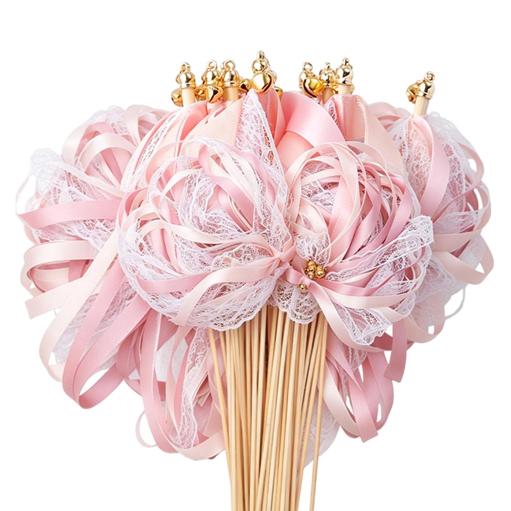 30pcs Wedding Sparklers for Send Off with Gold Bells and Lace Silk Party Event Holiday Celebration Gift