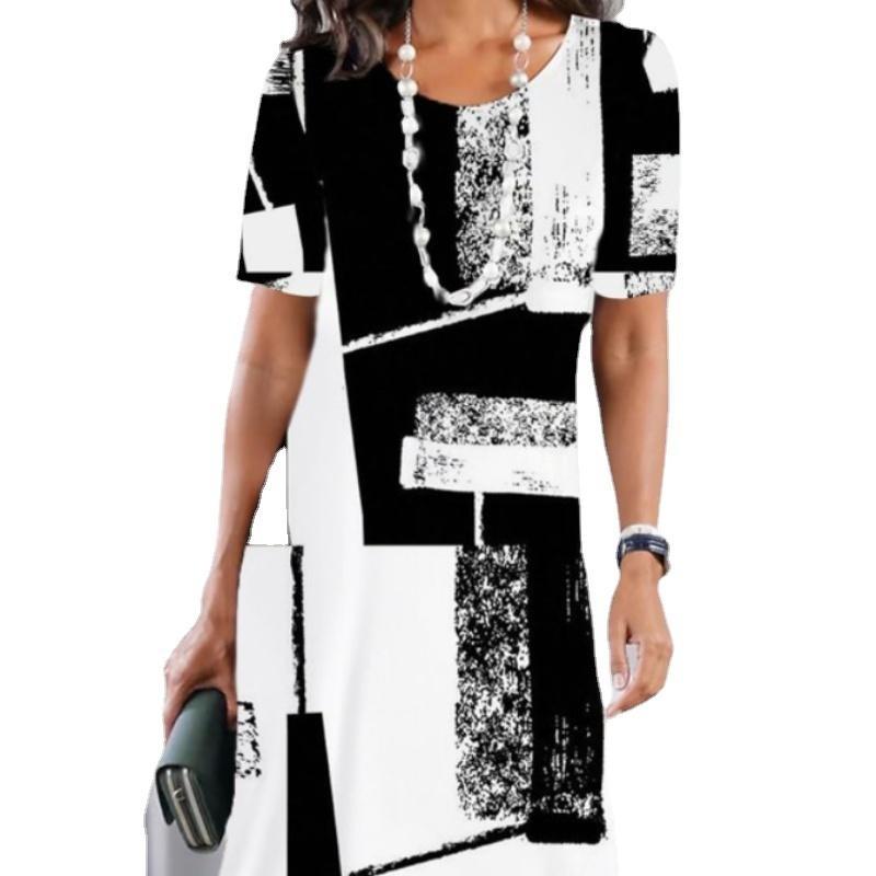 EastRogue  Women's Fashion Summer Spring Short Sleeve O-Neck Casual Dresses