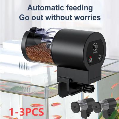 1-3PCS Automatic Intelligent Control Fish Feeder Large Capacity Aquarium Fish Food Dispenser 100ML Aquarium Goldfish Feeder Tank