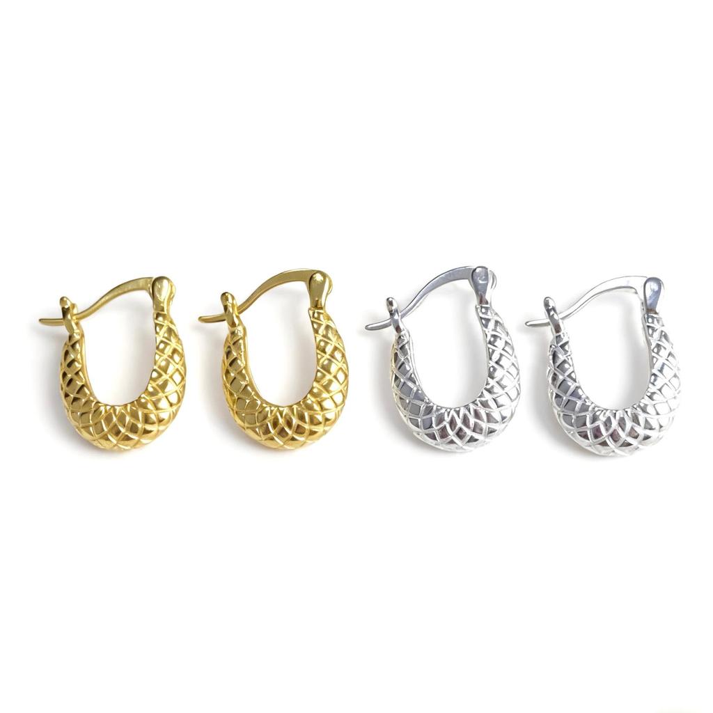 Nimiya S925 Sterling Silver U-Shaped Hammered Vintage Earrings for Women