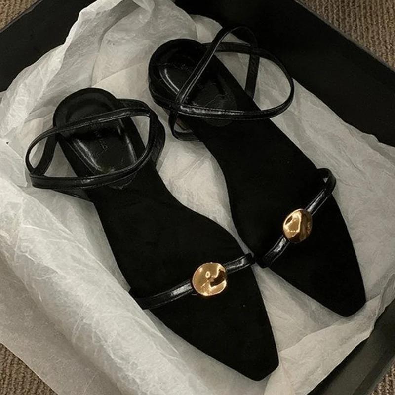 

Fashion Summer Pointed Toe Women Sandals Fashion Elegant Heeled Shoes Dress Casual Woman Pumps 2025 New Trend Designer Chaussure Femme 39 чёрный