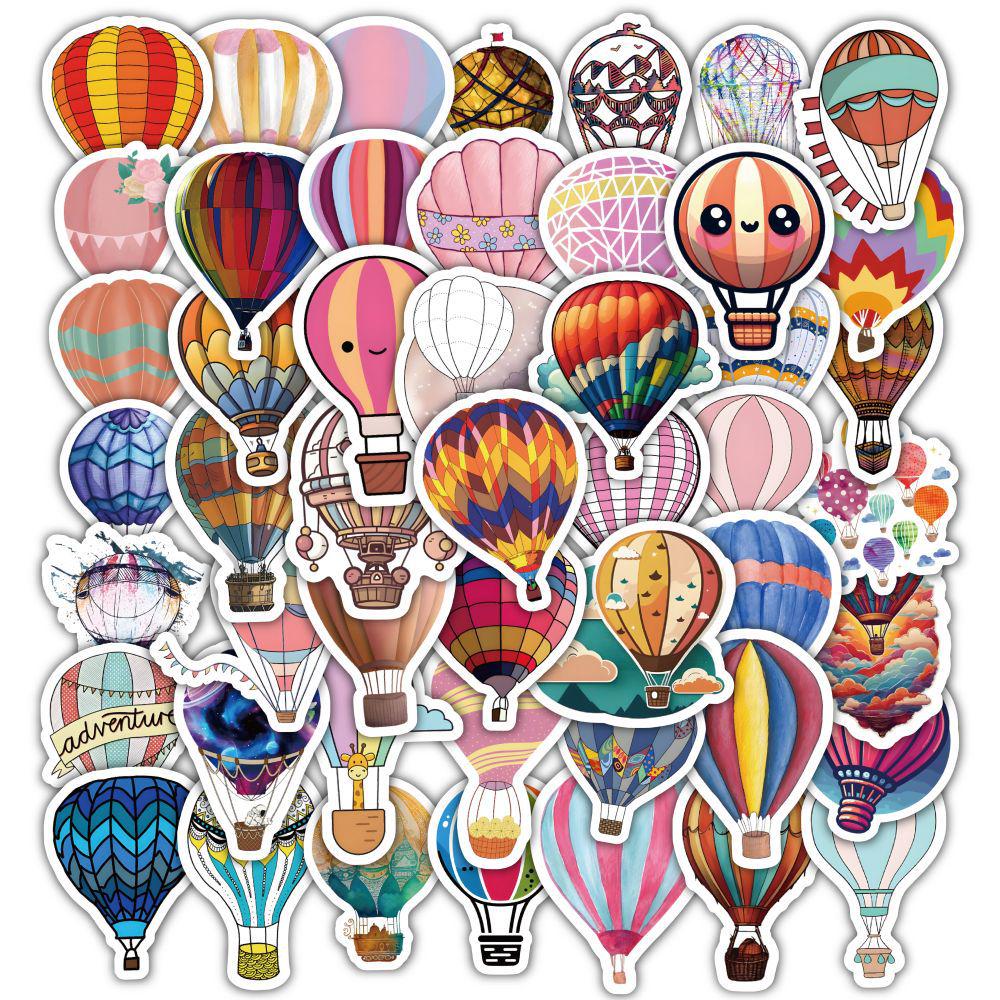60 Turkish Hot Air Balloon Helmet Stickers for Kids: Cartoon Decorations, Waterproof