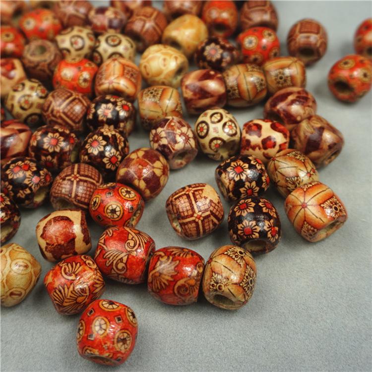 50pcs/lot Vintage Natural Big Hole Wooden Beads For Jewelry Making Loose Spacer Beads DIY Bracelet Necklace Accessory