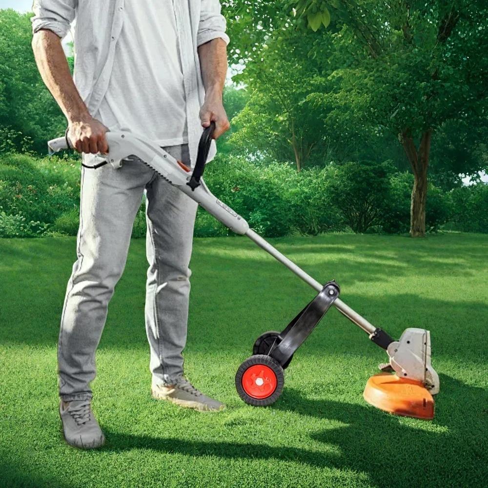 Universal Adjustable Lawn Mower Support Wheel Attachment Garden Grass Trimmer Detachable Auxiliary Wheel Quick Change Power Tool