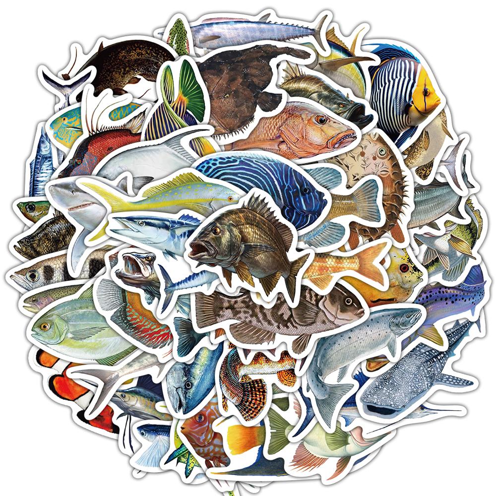 

50PCS Fish Sticker Notebook Graffiti Laptop Waterproof Phone Scrapbooking Paper Refrigerator DIY Luggage Creative Decals Sticker