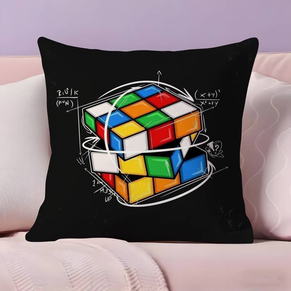 Polštářek R-Rubik C-Cube Potah na polštář Ultra měkká tkanina šetrná k pokožce Pohodlí jako v oblacích & Skrytý zip
