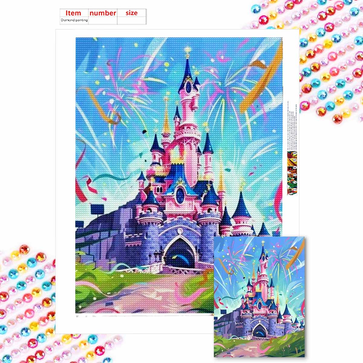 

Алмазная мозаика Красочная алмазная живопись Красивый замок Полная круглая вышивка Мультяшные креативные хобби Настенный декор Round 20x30cm
