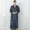 Unisex Extra Long Velvet Bathrobe - Plus Size, Thick, Warm Coral Fleece for Autumn & Winter, Maternity-Friendly Homewear