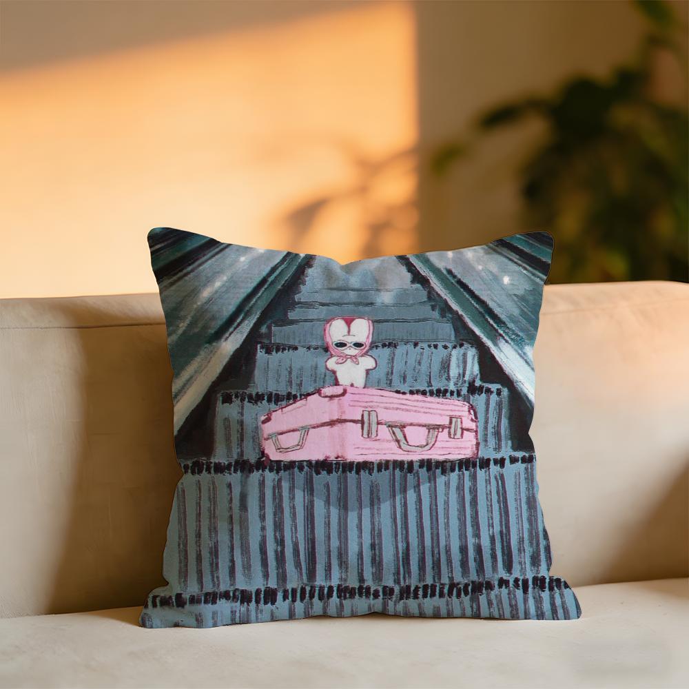 

Cute Artistic Rabbit Cushion Cover Cozy Velvet Throw PillowSoft Warm Cushion For Sofa Bed 30x30 cm