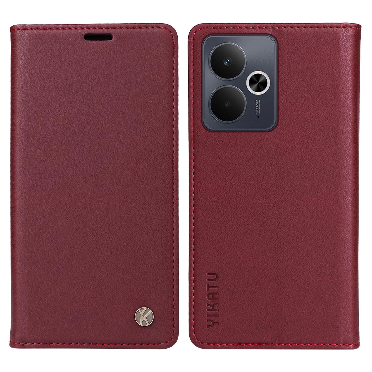 

For Motorola Edge (2025) 5G/Motorola Edge 60 Fusion 5G Phone Cases YIKATU Magnetic Closure PU Leather Mobile Cover Wine Red